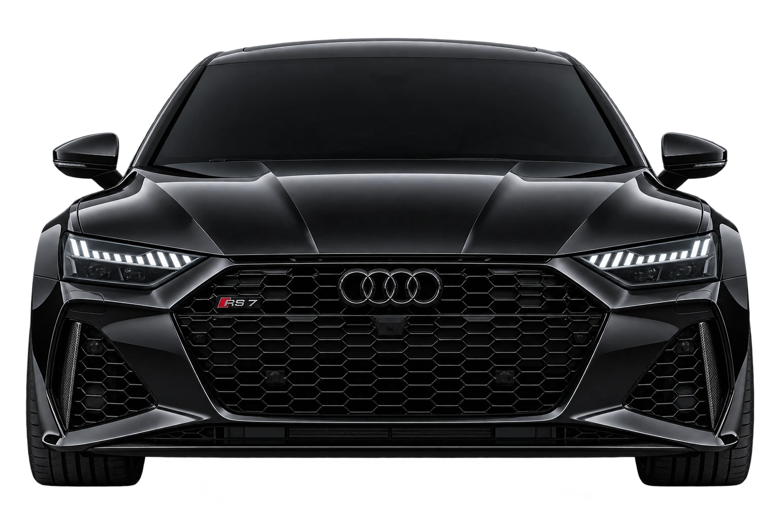 Чёрный Audi RS 7 с белыми фарами
