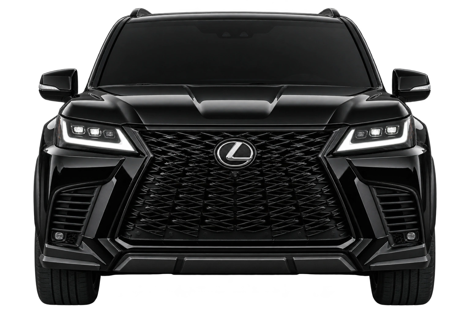 Чёрный Lexus LX с белыми фарами